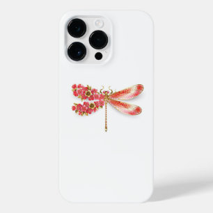 Coque Pour Pour iPhone 14 Pro Max libellule de fleurs avec sakura de bijoux