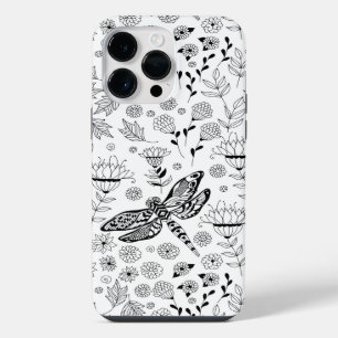 Coque Pour Pour iPhone 14 Pro Max Libellule et fleurs