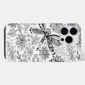 Coque Pour Pour iPhone 14 Pro Max Libellule et fleurs doodle (Verso Horizontal)