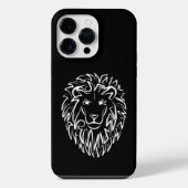 Coque Pour Pour iPhone 14 Pro Max Lion tribal noir et blanc (Verso)