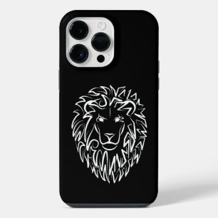 Coque Pour Pour iPhone 14 Pro Max Lion tribal noir et blanc