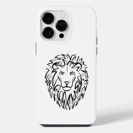 Coque Pour Pour iPhone 14 Pro Max Lion tribal noir et blanc (Verso)