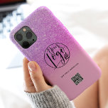 Coque Pour Pour iPhone 14 Pro Max Logo d'entreprise moderne violet rose<br><div class="desc">Parties scintillant rose noir et faux rose moderne ombre sur le logo d'entreprise rose qr code. Une façon simple et efficace de faire connaître votre entreprise.</div>