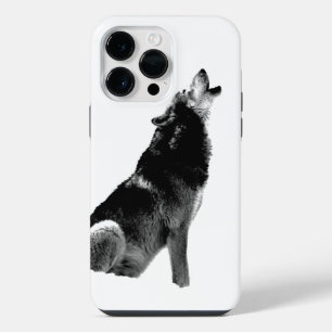 Coque Pour Pour iPhone 14 Pro Max Loup noir et blanc hurle à la lune