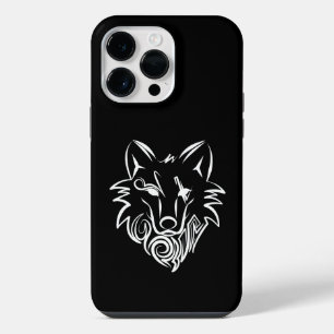 Coque Pour Pour iPhone 14 Pro Max Loup tribal noir et blanc