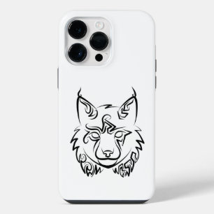 Coque Pour Pour iPhone 14 Pro Max Lynx tribal noir et blanc