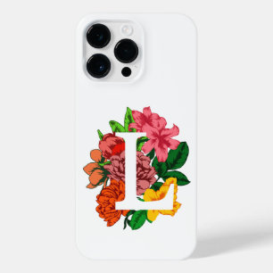 Coque Pour Pour iPhone 14 Pro Max Majuscule L monogramme floral