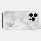 Coque Pour Pour iPhone 14 Pro Max Marbre blanc Modern Script Nom personnalisé (Verso Horizontal)