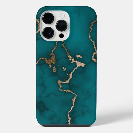 Coque Pour Pour iPhone 14 Pro Max Marbre Moderne Vert Doré (Verso)
