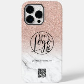 Coque Pour Pour iPhone 14 Pro Max Marbre rose or entreprise logo entreprise qr code (Back)