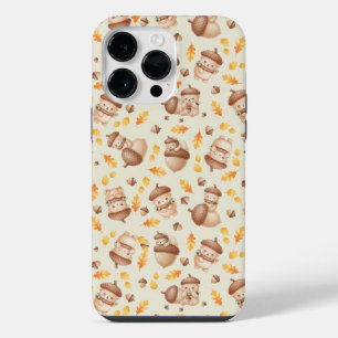 Coque Pour Pour iPhone 14 Pro Max Mignon ours à gland de automne en motif sans coutu