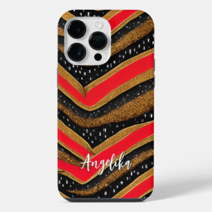 Coque Pour Pour iPhone 14 Pro Max Minimaliste Abstrait rouge et or personnalisé