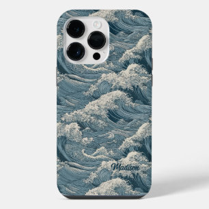 Coque Pour Pour iPhone 14 Pro Max Modèle de vagues de nom personnalisé