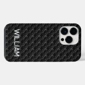 Coque Pour Pour iPhone 14 Pro Max Modern Black Rubber Lattice with Name (Verso Horizontal)