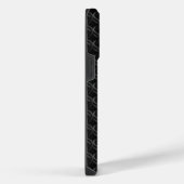 Coque Pour Pour iPhone 14 Pro Max Modern Black Rubber Lattice with Name (Côté droit)