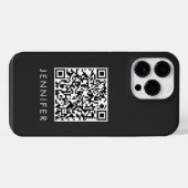 Coque Pour Pour iPhone 14 Pro Max Modern Minimalist Black Executive QR Code Monogram (Verso Horizontal)