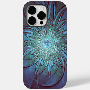 Coque Pour Pour iPhone 14 Pro Max Moderne Abstrait tendance Fleur bleue Fractal Art