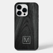 Coque Pour Pour iPhone 14 Pro Max Moderne élégant monogramme initial bois noir (Verso)