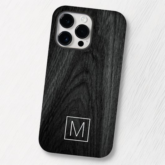 Coque Pour Pour iPhone 14 Pro Max Moderne élégant monogramme initial bois noir