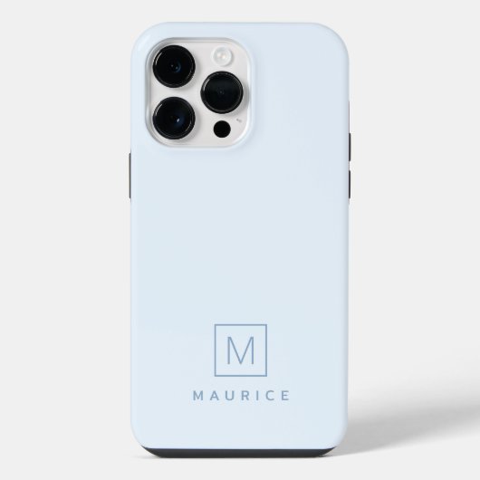 Coque Pour Pour iPhone 14 Pro Max Moderne monogramme minimaliste bleu clair (Verso)