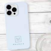 Coque Pour Pour iPhone 14 Pro Max Moderne monogramme minimaliste bleu clair