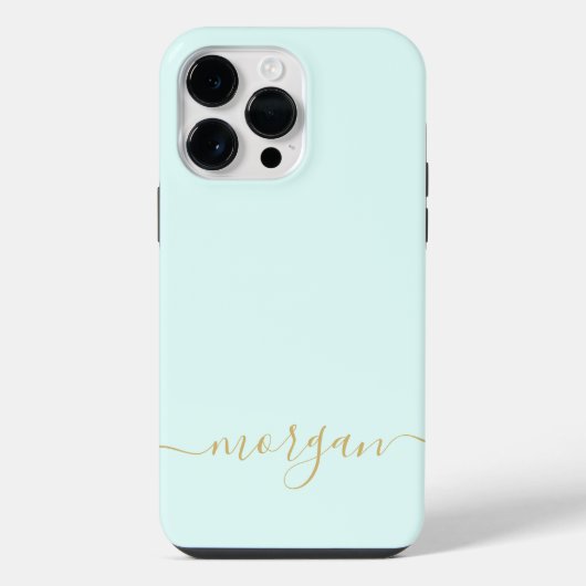 Coque Pour Pour iPhone 14 Pro Max Monogramme Bleu Féminin Écriture Moderne Personnal (Verso)