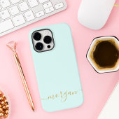 Coque Pour Pour iPhone 14 Pro Max Monogramme Bleu Féminin Écriture Moderne Personnal