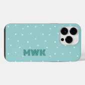 Coque Pour Pour iPhone 14 Pro Max Monogramme bleu turquoise (Verso Horizontal)