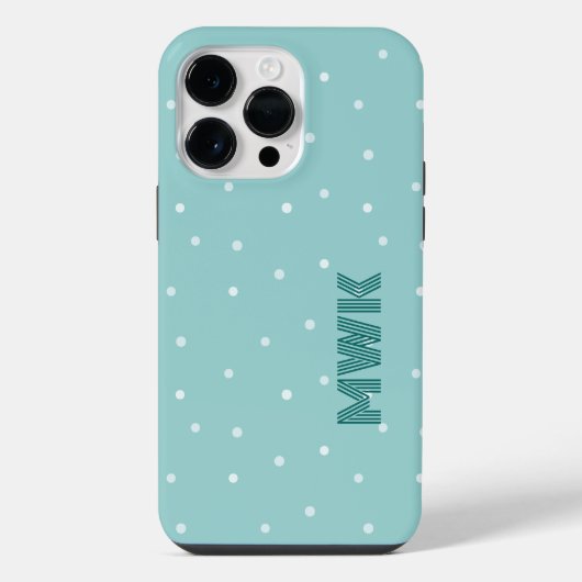Coque Pour Pour iPhone 14 Pro Max Monogramme bleu turquoise (Verso)