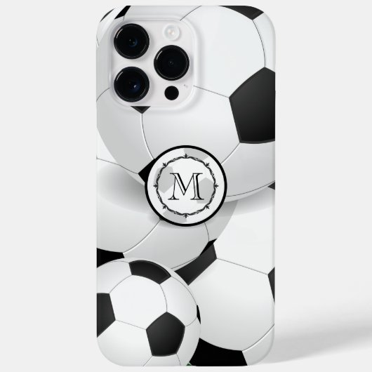Coque Pour Pour iPhone 14 Pro Max Monogramme coque iphone de balle de soccer (Verso)