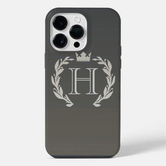 Coque Pour Pour iPhone 14 Pro Max Monogramme de couronne de laurier (Verso)