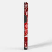 Coque Pour Pour iPhone 14 Pro Max Monogramme de Noël Flocons de Neige Rouge Blanc (Côté droit)