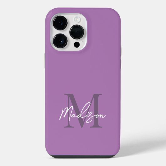 Coque Pour Pour iPhone 14 Pro Max Monogramme élégant moderne lavande violet écriture (Verso)