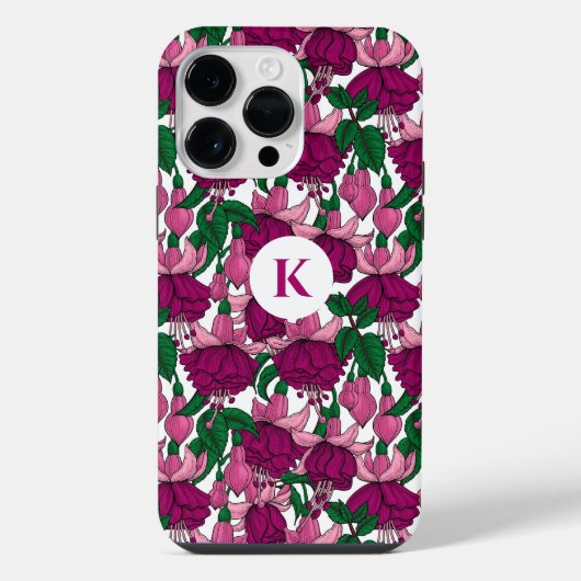 Coque Pour Pour iPhone 14 Pro Max monogramme Fuchsia (Verso)