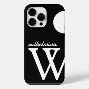 Coque Pour Pour iPhone 14 Pro Max Monogramme géant Simple Noir et Blanc
