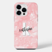 Coque Pour Pour iPhone 14 Pro Max Monogramme Initial Aquarelle Rose (Verso)