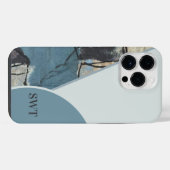 Coque Pour Pour iPhone 14 Pro Max Monogramme initial en gris Abstrait (Verso Horizontal)