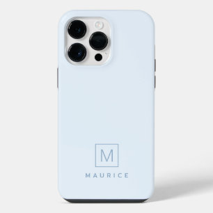 Coque Pour Pour iPhone 14 Pro Max Monogramme minimal moderne bleu clair