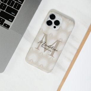 Coque Pour Pour iPhone 14 Pro Max Monogramme minimaliste Chic Beige Anahaw Feuille d