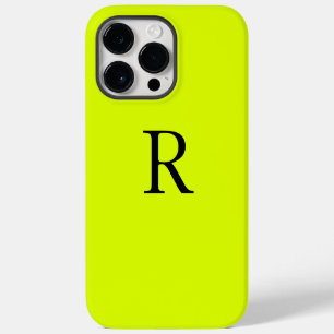 Coque Pour Pour iPhone 14 Pro Max Monogramme Nom Fluorescent Chartreuse Jaune Néon
