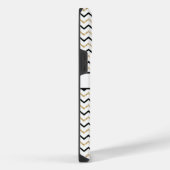 Coque Pour Pour iPhone 14 Pro Max Monogramme Nom Initial Noir Or Chevron Zig Zag (Côté droit)