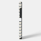 Coque Pour Pour iPhone 14 Pro Max Monogramme Nom Initial Noir Or Chevron Zig Zag (Côté gauche)