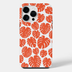 Coque Pour Pour iPhone 14 Pro Max Monstera - Orange et blanc