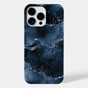 Coque Pour Pour iPhone 14 Pro Max Moody Agate   Marine Denim Steel Blue Faux Parties