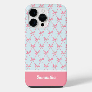Coque Pour Pour iPhone 14 Pro Max Motif Coquette à Ruban Rose sur Nom Personnalisé B