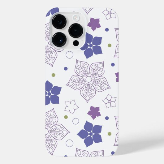 Coque Pour Pour iPhone 14 Pro Max Motif de fleurs violet et vert (Verso)