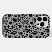 Coque Pour Pour iPhone 14 Pro Max Motif Feuille tombé noir sur gris (Verso Horizontal)