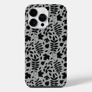 Coque Pour Pour iPhone 14 Pro Max Motif Feuille tombé noir sur gris