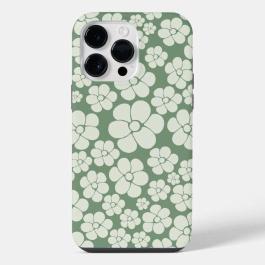 Coque Pour Pour iPhone 14 Pro Max Motif floral - Vert (Verso)