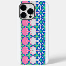 Motif géométrique rose et bleu gras avec nom